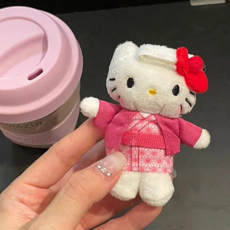 Kawaii Sanrio hot spring holiday series Hello Kitty Plush Toy Pendant bathrobe Kitty Cat Plushine Doll backpack charm girl gift