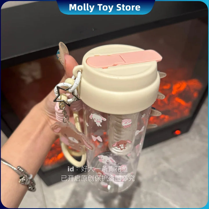 Kawaii Sanrio Sugarbunnies Rabbit Printing Straw Mug Plastic Cup Portable Mugs Juice Beverage Coffee Cup Model Toys For Children