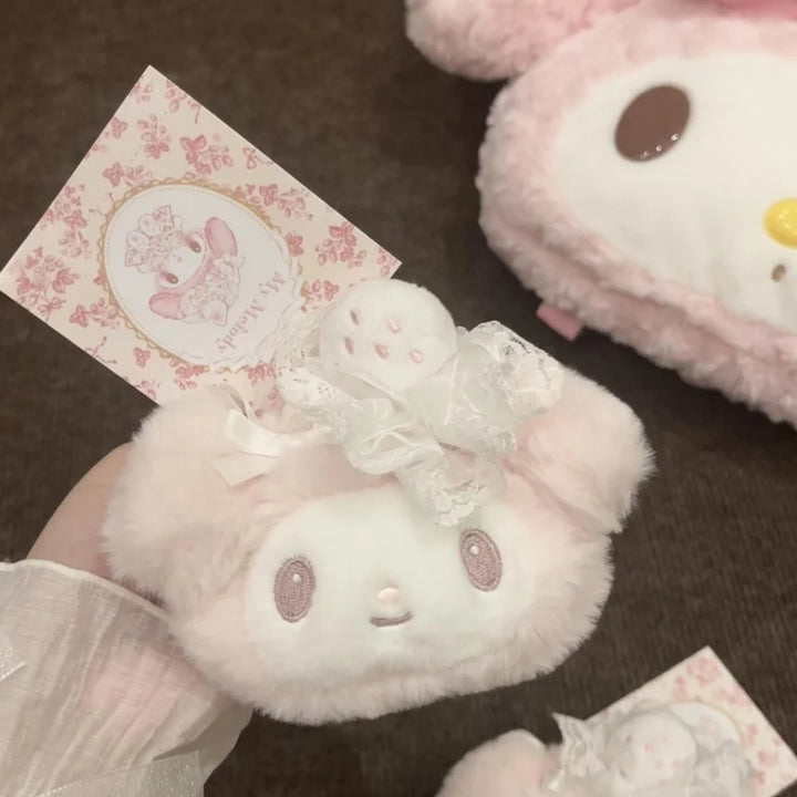 Kawaii Cartoon My Melody Plush Toy Sanrios plush Keychain Lolita sweetness white strawberry Melody Stuffed Doll Coin Purse gift