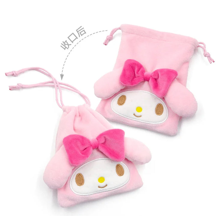 Sanrio My Melody Hello Kitty Plush Bundle Pocket Kawaii Cartoon Marumofubiyori Storage Bag Creative Christmas Gift for Friends
