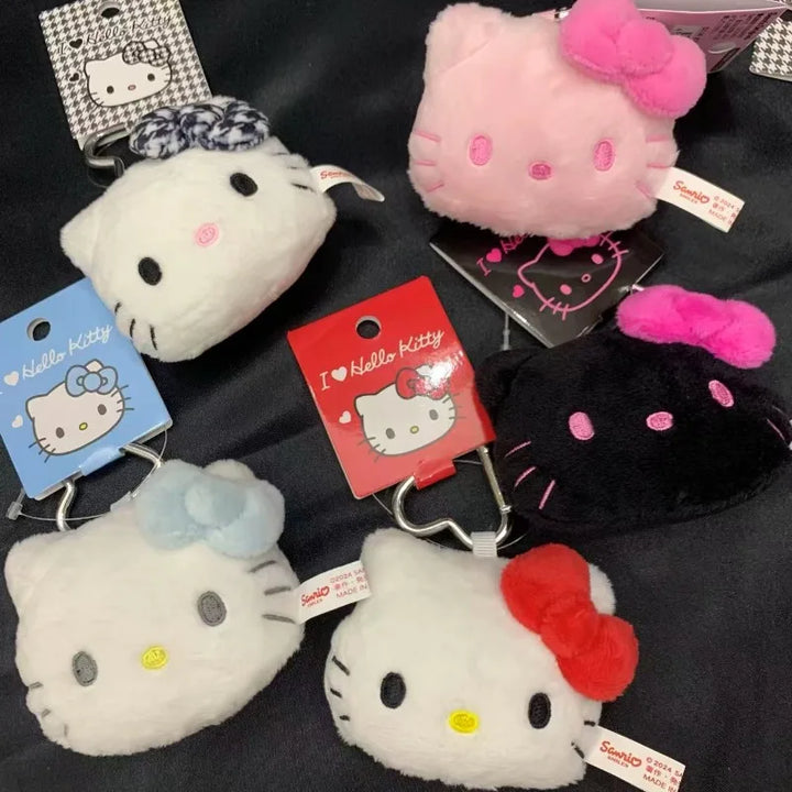 Sanrio Plush Toys Keychain Hello Kitty houndstooth heart Buckle Anime Kitty Cat Cute Bag Pendant Accessories Girl's Holiday Gift