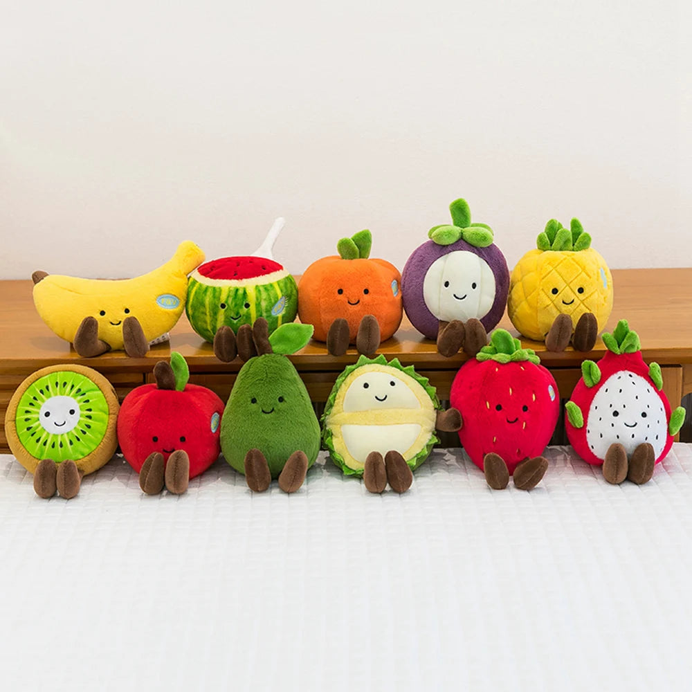 Cartoon Kiwi Fruit Plush Toys Squishy Mangosteen Soft Dolls Pineapple Durian Stuffed Toys Watermelon Plushie Pitaya Pear Orange