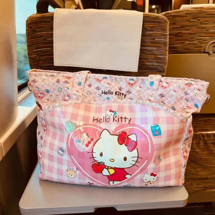 In Stock Hello Kitty Summer Series Cute Girl Handbag Makeup Storage Bag Shoulder Bag Gifts Canvas Bag Casual Versatile