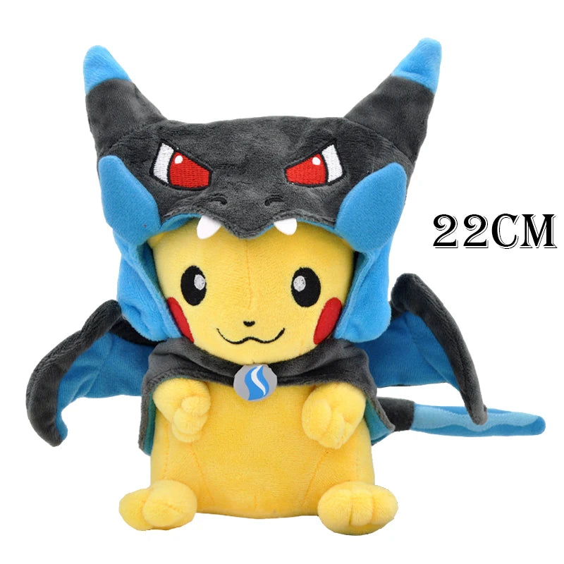 Cos Eevee Pikachu Cosplay Plush Toys Pikachu Peluche Mimikyu Lucario Charizard Garchomp Stuffed Animal Doll Collectible Gift