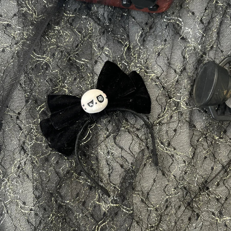 Doll Clothes Only 17cm/15cm Sitting Party Series 1-3 Labubu Leopard Print Dress with Velvet Skull Bow Hair Hoop Accessory Toy