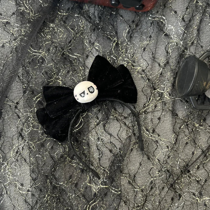 Doll Clothes Only 17cm/15cm Sitting Party Series 1-3 Labubu Leopard Print Dress with Velvet Skull Bow Hair Hoop Accessory Toy