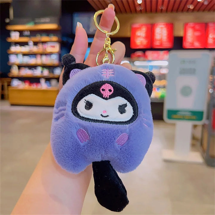 Sanrio Hello Kitty Plush Keychain Dolls Kawaii Kuromi Cinnamoroll Cartoon Plush Backpack Pendant Accessories Girls Gifts Toys