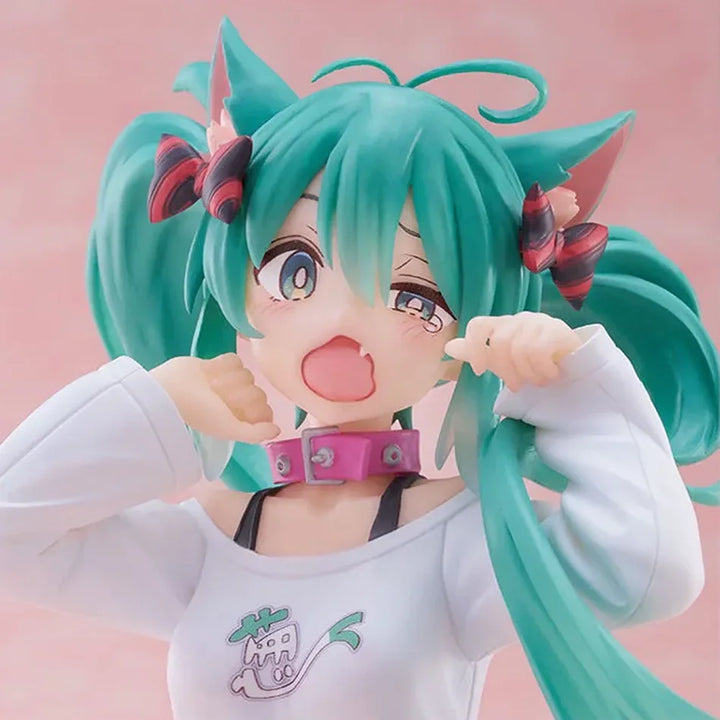 Hatsune Miku Action Figure 11cm Desktop Cute Miku Neko T-Shirt Ver. Anime Figurine Kawaii Girl Ko Model Toy Gift