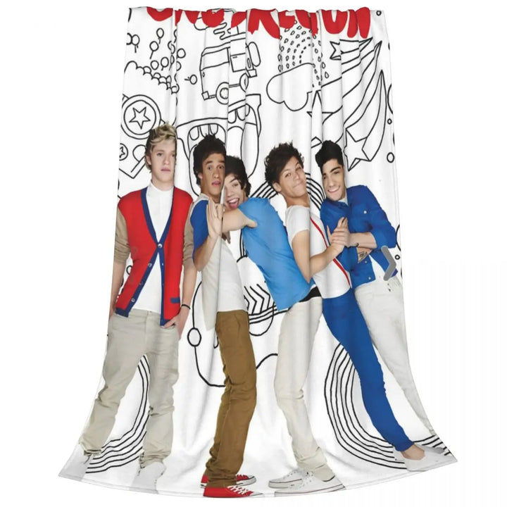 One-Direction Rock 1D Combinatio Blanket Velvet Spring Autumn Breathable Lightweight Throw Blanket for Bed Travel Bedspreads