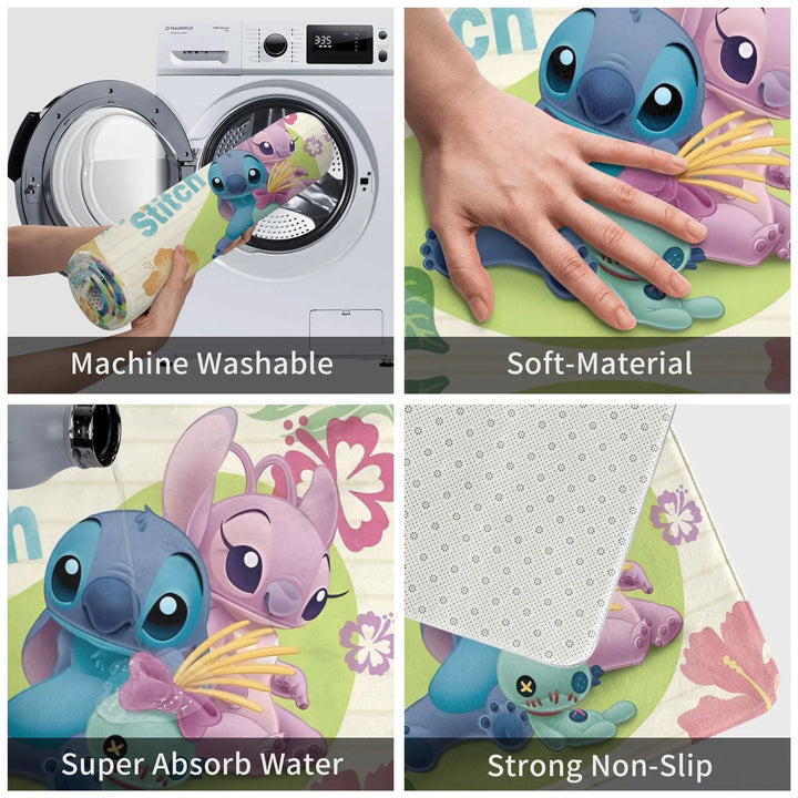 Stitch Cartoon Memory Foam Bath Mat Rug Non-Slip Ultra Soft Angel Love Bathroom Floor Rugs Carpet For Bath Entrance Door Doormat