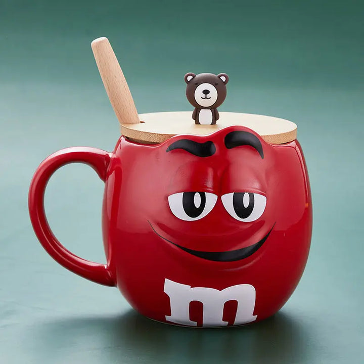 New Hot Chocolate M Beans Ceramics 680ml Mark Water Cup High-Capacity Family Set Table Supplies Funny Facial Expression Cup Gift