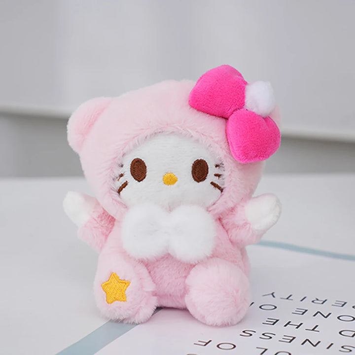 Sanrio 15Cm Keychain Hello Kitty Kuromi Cinnamoroll Cross Dressing Plush Doll Kawaii My Melody Anime Cartoon Plushie Toy Gifts