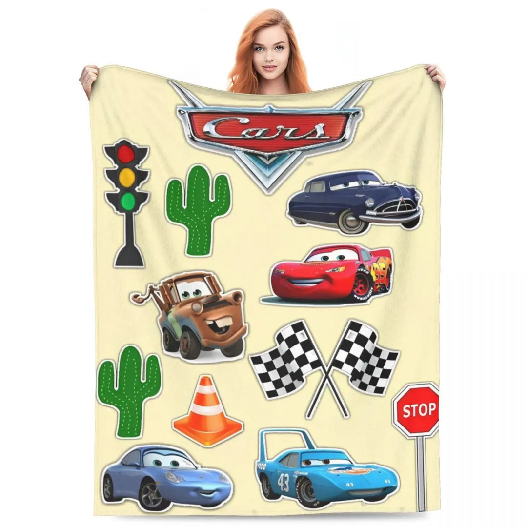 Life Is A Highway Lightning McQueen Flannel Blankets Cars Funny Throw Blankets for Bed Sofa Couch 200x150cm Rug Piece