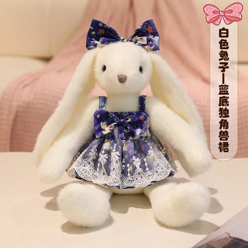 Garden Rabbit Plush Toys In Floral Dresses Princess Bunny Wearing Bows Kawaii Birthday Presents Christmas Gifts For Girl Friend