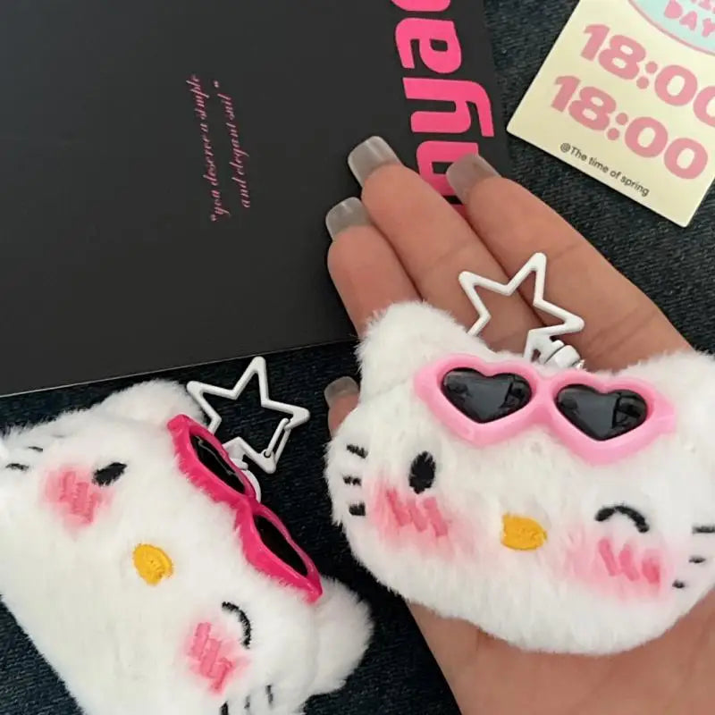 Sanrio Hello Kitty Kawaii Shy Sunglasses Kt Cat Plush Toys Bag Pendant Y2K Cartoon Keychain Friends Birthday Christmas Gifts