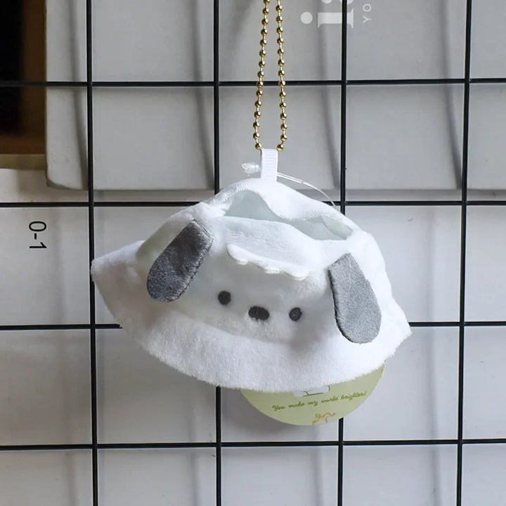Sanrio Kuromi Doll Hat with KeyChain Labubu Kawaii Hello Kitty Kuromi Cinnamoroll Melody Pendant Cute Labubu doll accessories