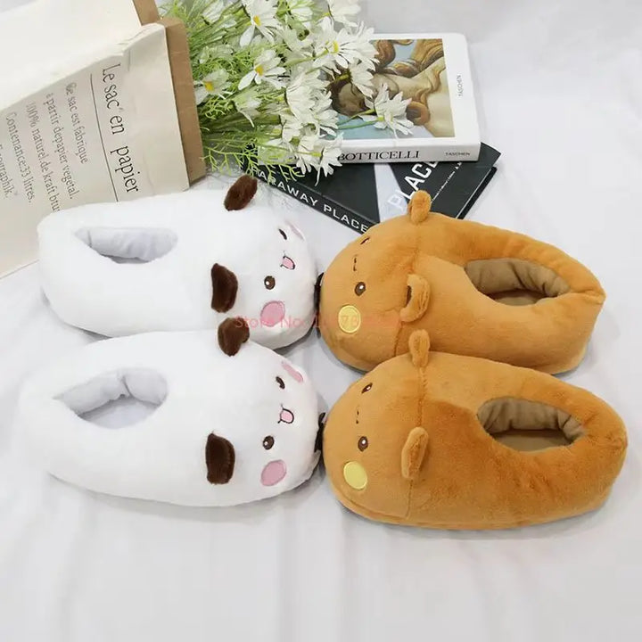 New Panda Bubu And Yier Plush Slippers Cartoon Panda Indoor Couple'S Warm Cotton Slippers Autumn And Winter Gift