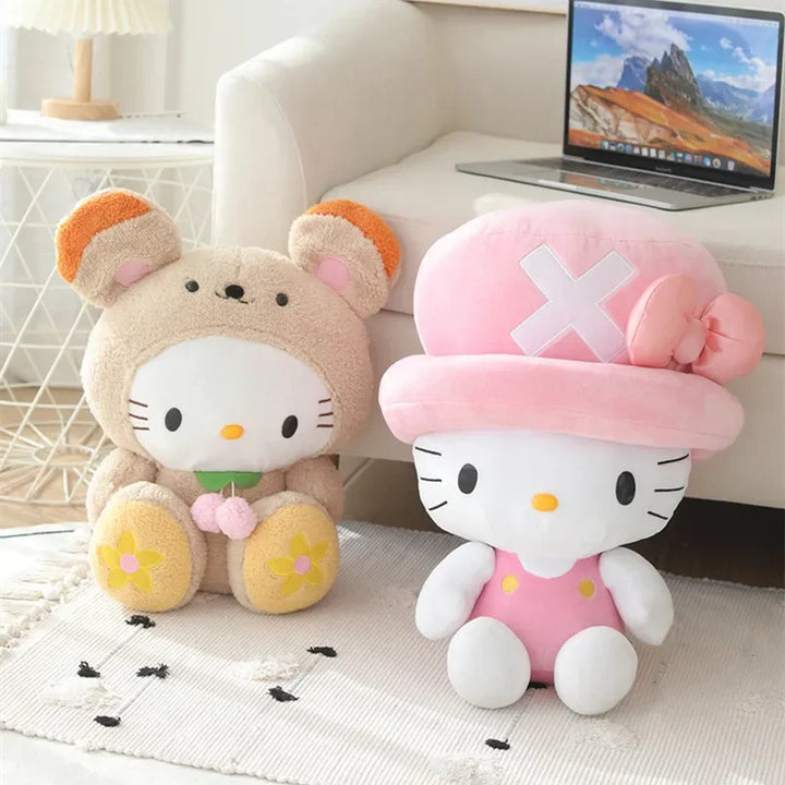 40/45cm Sanrio Helllo Kitty Plush Toys Cosplay Chopper Kawaii Cartoon Cat Pillow Soft Dolls Stuffed Plushes Gift for Children