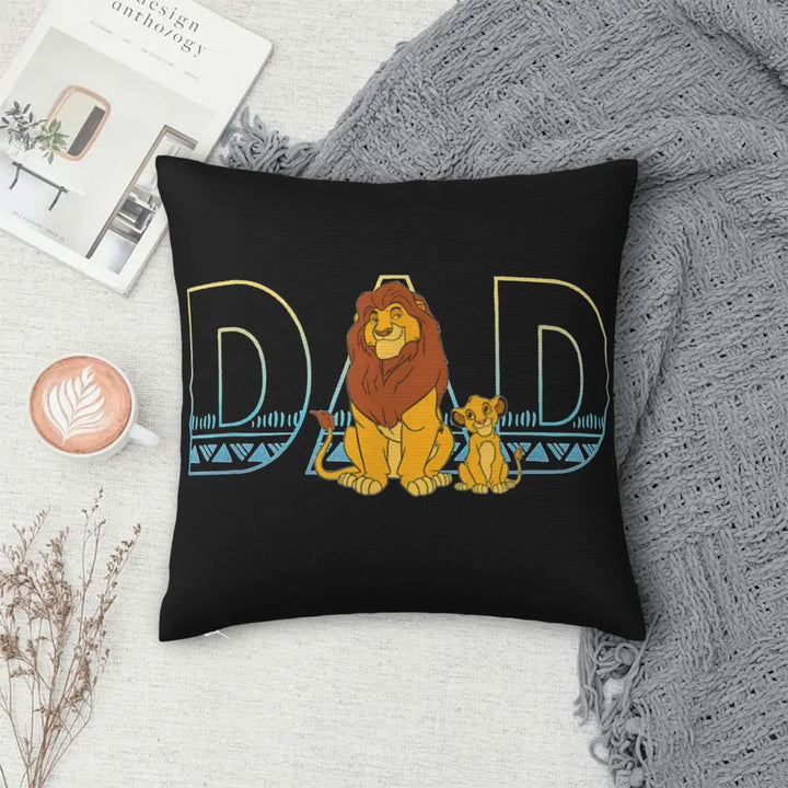 The Lion King Simba Mufasa Dad Pillowcase Polyester Cushion Cover Decorative Pillow Case Cover Home Square 45X45cm