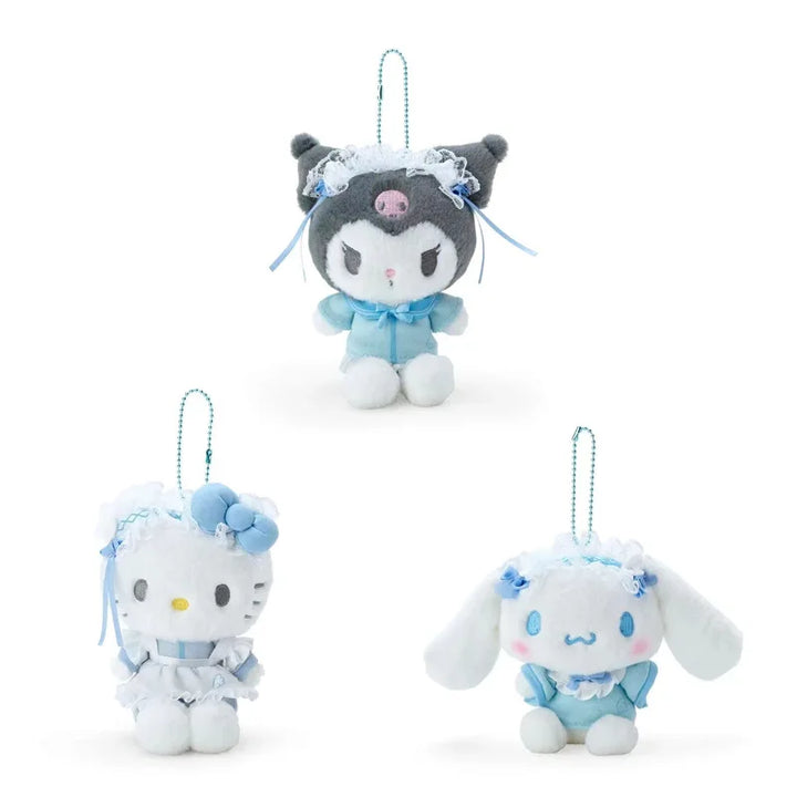 Kawaii Sanrio Kuromi Cinnamoroll Plush Toys Keychain Angel Maid's Uniforms Hello Kitty Backpack Pendant Girl Gifts Accessories