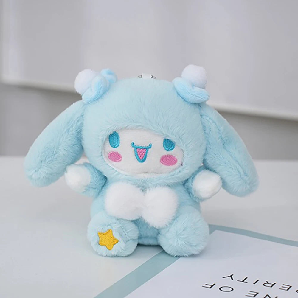 Sanrio 15Cm Keychain Hello Kitty Kuromi Cinnamoroll Cross Dressing Plush Doll Kawaii My Melody Anime Cartoon Plushie Toy Gifts