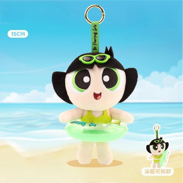 15cm cartoon The Powerpuff Girls Plush Doll Key Chain Swimming Ring Dress Up Doll Cute Backpack Pendant Children's Holiday Gift