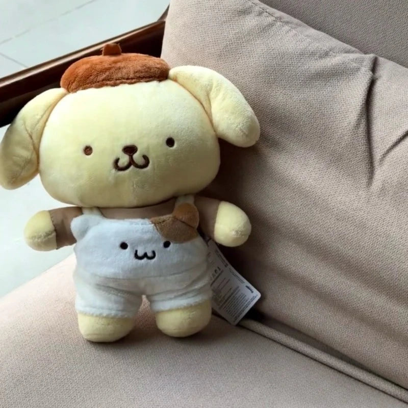 25cm Cartoon Pompompurin best Friends Overalls Series Plush Doll Pudding Dog cute Soft Stuff Doll Toy Room Decor  Birthday Gifts