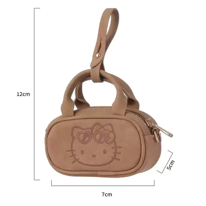 Genuine Hello Kitty Retro Series Woven Handbag Cosmetic Bag Storage Bag Cartoon Cute Large Capacity Messenger Bag Girls Gifts