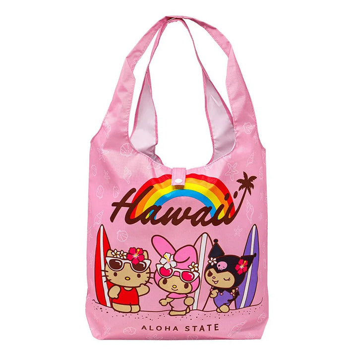 Sanrio Hellokitty Hawaiian Shopping Bag Cartoon Cute Storage Bag Collapsible Handbag Student Shoulder Bag Lunch Bag Shopping Bag