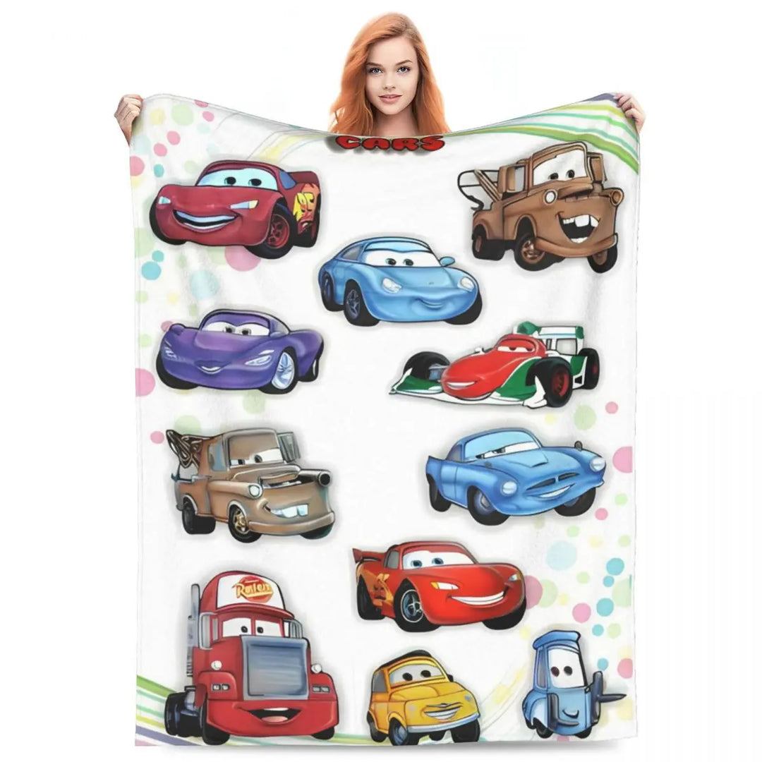 Life Is A Highway Lightning McQueen Flannel Blankets Cars Funny Throw Blankets for Bed Sofa Couch 200x150cm Rug Piece