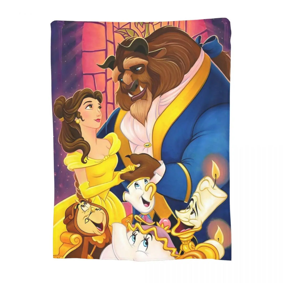 Beauty And The Beast Fleece Blankets Cartoon Romantic Fantasy Novelty Throw Blanket for Home 125*100cm Bedspread