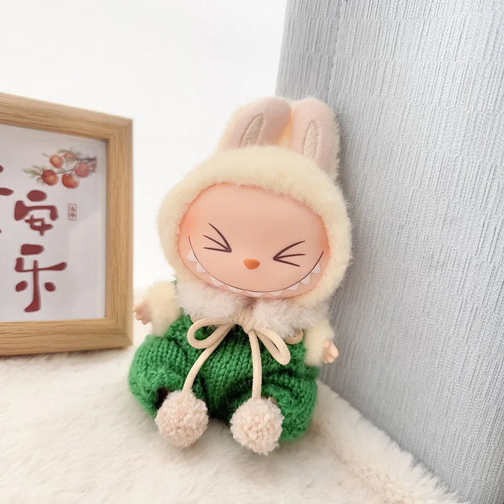 17cm Labubu Idol Doll Plush Doll Hand Hook Knitted Strap Skirt Pants No Doll Clothing Accessories Korean Kpop Exo Girl Gift