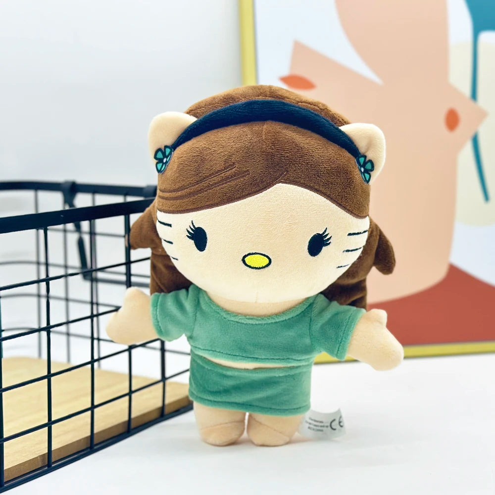 24cm Ariana Grande Hello Kitty Plush Doll with Green Dress Set Plush Doll Figure Stuffed Toys Cute Boys Girls Fans Collect Gift