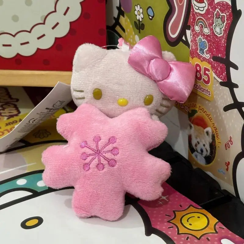 Kawaii Sanrio Pink Cherry Blossom Hello Kitty Backpack Keychain Cartoon Plush Toys Doll Girl Birthday Creative Gift Peripherals