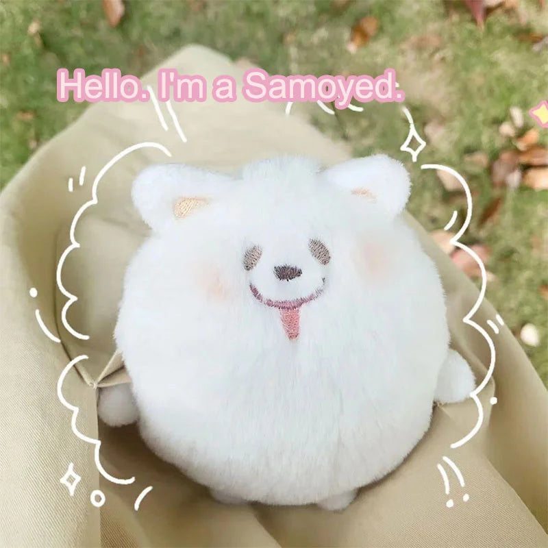 Samoyed Dog Pendant With Bead Chain Plush Doll Pendant Cute Pendant Keychain Bag Pendant