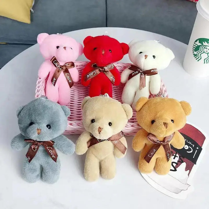 30pcs /lot Soft Stuffed Bear Toy Cute Cartoon Bear Plush Doll Keychain Bag Pendent DIY Decorative Doll Pendant Children Gift