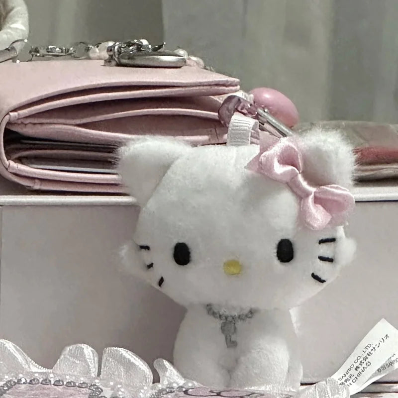 Cartoon Sanrios Plush Doll Sweet Hellokittys heart button Bag Pendant Cute kitten Plush Doll Girl backpack charm Decoration Gift