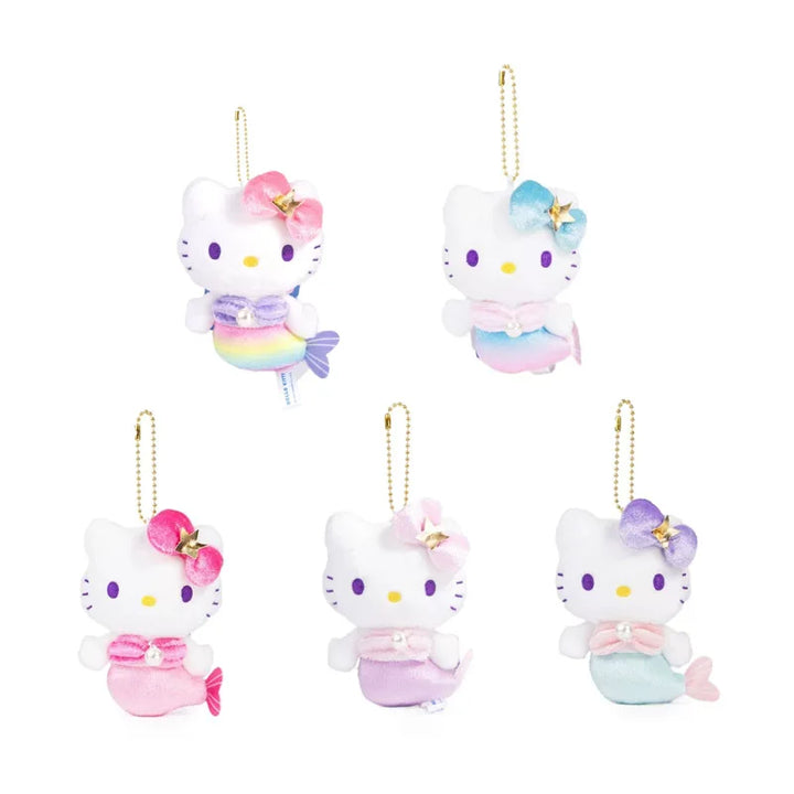 Kawaii Sanrio Hello Kitty 50Th Anniversary Mermaid Rainbow Plush Toys Backpack Pendant Accessories Keychain Doll Christmas Gift