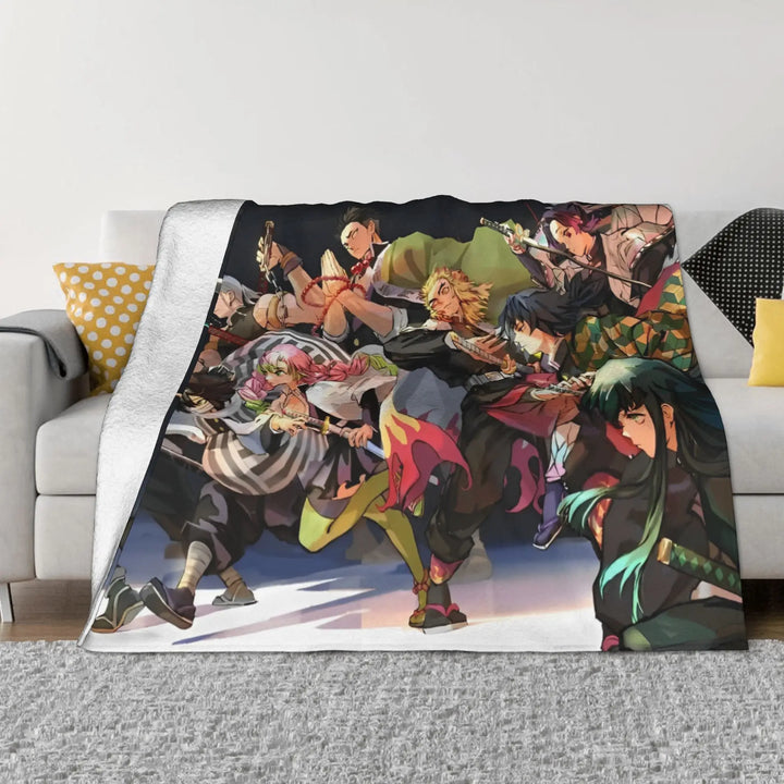 Demon Slayer Japanese Anime Blankets Coral Fleece Plush All Season Portable Soft Throw Blanket for Home Travel Bedding Throws
