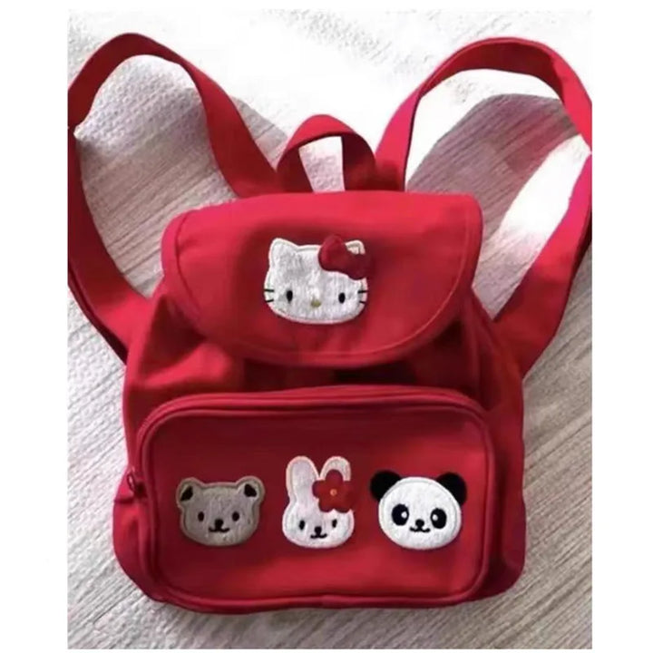 Sanrio Hellokitty Characters Backpack Cartoon Cute Canvas Backpack Design Leisure Backpack Shoulder Bags Schoolbag Gifts