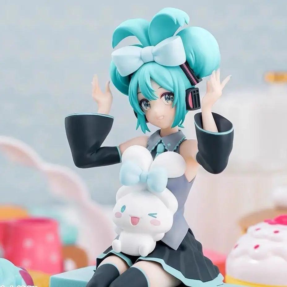 New Hatsune Miku X Cinnamoroll Figure Anime Miku Sit Figurine Models Garage Kit Action Collectible Decorations Children Gift