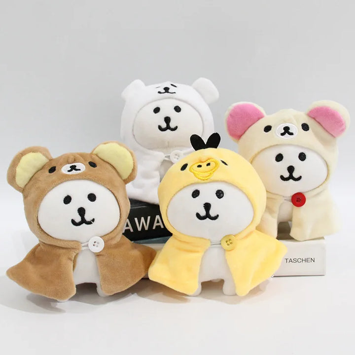 Kawai Self-deprecating Bear Rilakkuma Clothes for 10cm Cotton Doll Cute Cape Headwear Set Doll Accessory Changeable Cloak