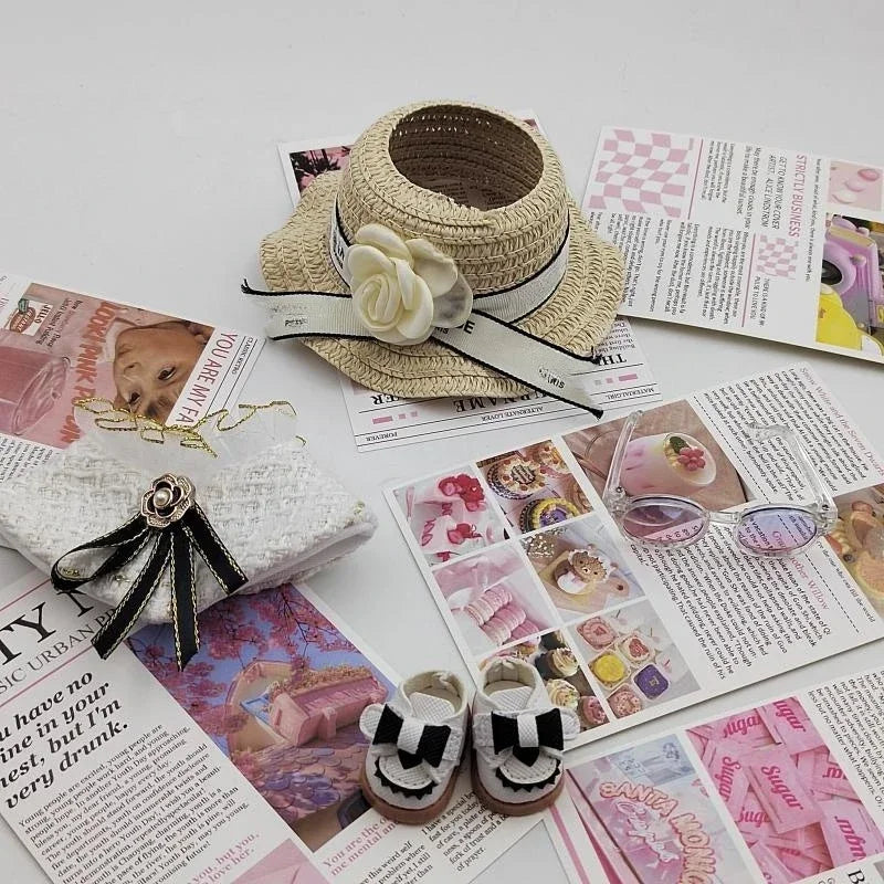 For 17cm Labubu Doll Fashion Cloak Set High-end Trendy Straw Hat with Unique Design Accessories  1/2 Generation Universal