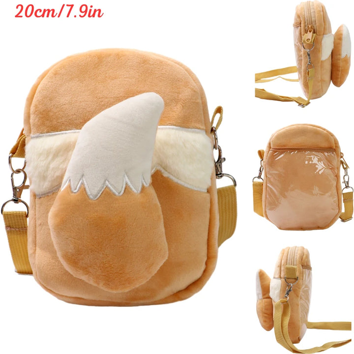 Kawaii Pokemon Pikachu Gengar Lucario Rowlet Plush Toys Bag Cute Anime Mimikyu Eevee Psyduck Peluche Dolls Shoulder Bags Gifts