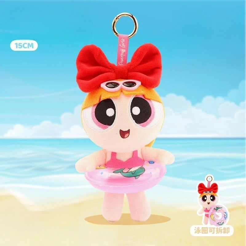 15cm cartoon The Powerpuff Girls Plush Doll Key Chain Swimming Ring Dress Up Doll Cute Backpack Pendant Children's Holiday Gift