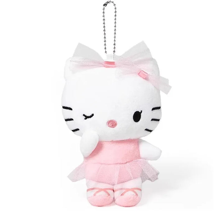 Kawaii Sanrio Hello Kitty Playing Football Plush Toys Panda Dress Up Keychain Decoration Backpack Pendant Girls  Birthday Gifts