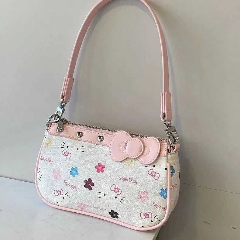 Sanrio Hellokitty Shoulder Bag Cartoon Print Handbag  Large Capacity Shoulder Bag For Women Fashion Underarm Bag Holiday Gifts