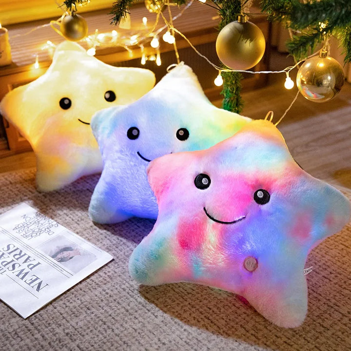 Electronic Star Plush Toy Stuffed Soft Star Pillow Doll LED Light Plush Glowing Soft Doll Baby Kid Toys Birthday Gift Home Decor