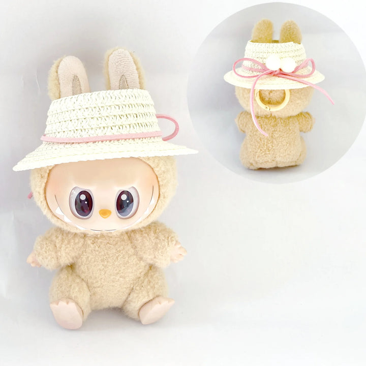 15cm/17cm Rab Doll Hat Headwear Leaky Ears Straw Hat Accessories Lace Wave Sunshade Hat Cute Hat Dressing