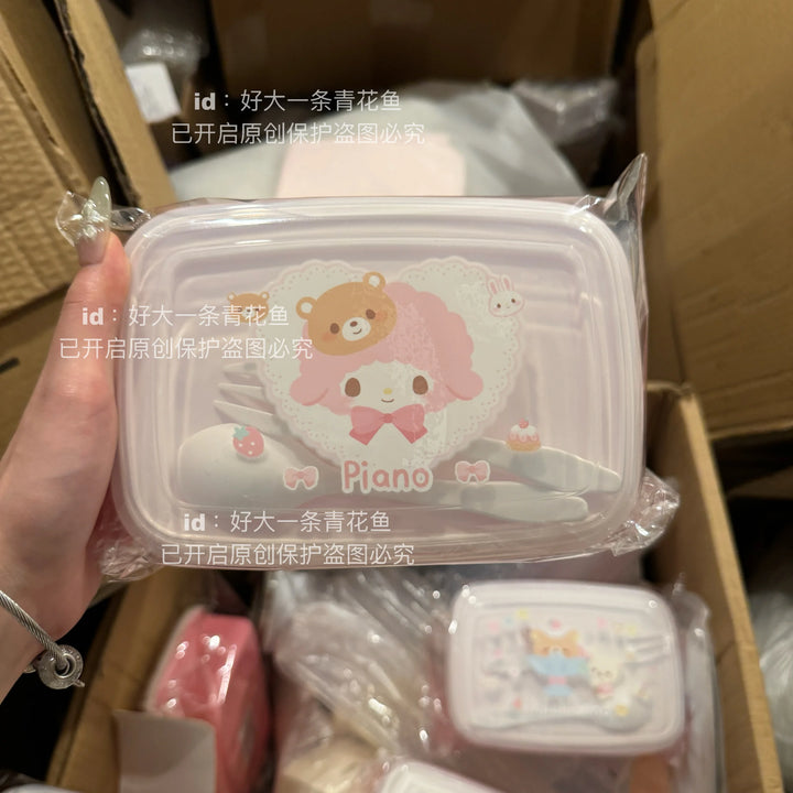 Genuine Sanrio My Melody Lunch Box Cartoon Cute Crisper Lunch Box Portable Fruit Box Student Lunch Box Girls Gifts